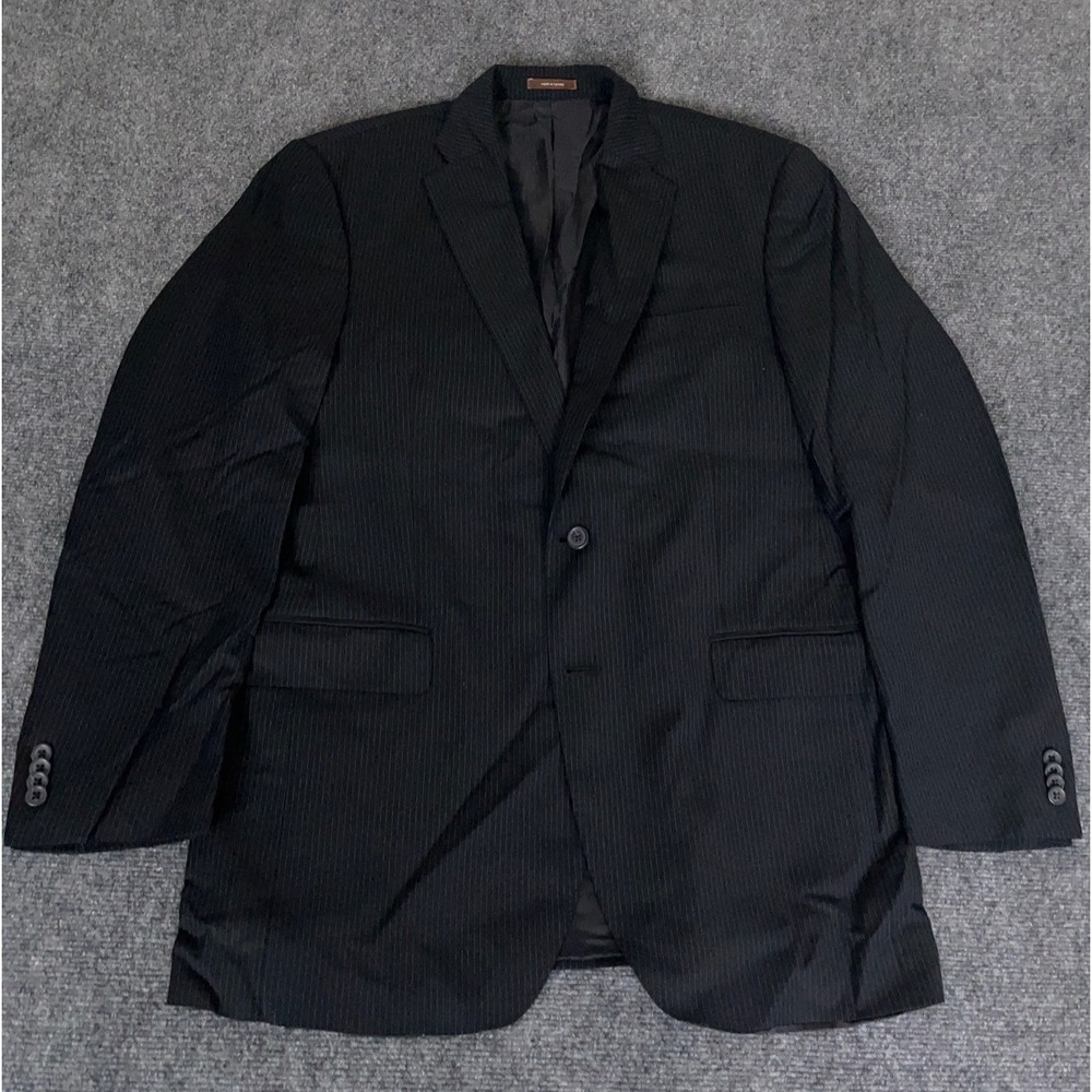 Peter Millar Black & Blue Pinstripe 100% Wool Blazer Sport Coat Suit Jacket 42T